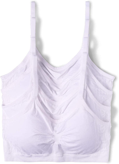 Kalon 4 Pack Women’S Nylon Spandex Removable Pads Comfort Cami Bras Wireless 4pk White / XX-Large