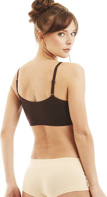 Kalon 4 Pack Women’S Nylon Spandex Removable Pads Comfort Cami Bras Wireless
