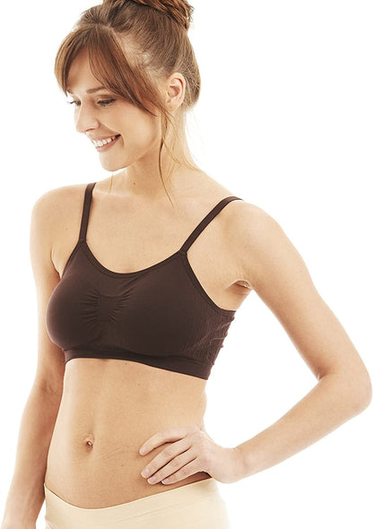 Kalon 4 Pack Women’S Nylon Spandex Removable Pads Comfort Cami Bras Wireless