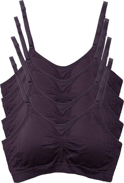Kalon 4 Pack Women’S Nylon Spandex Removable Pads Comfort Cami Bras Wireless 4pk Dk Choc / XX-Large