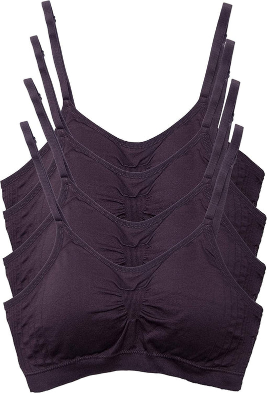 Kalon 4 Pack Women’S Nylon Spandex Removable Pads Comfort Cami Bras Wireless 4pk Dk Choc / XX-Large