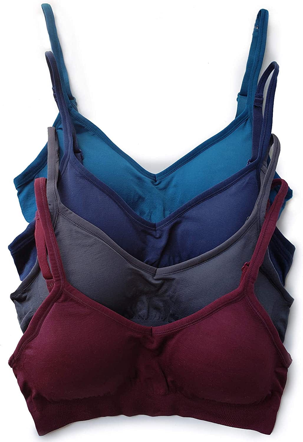 Kalon Women’S 4 Pack Demi Padded Bralette Wireless Comfortable Bra