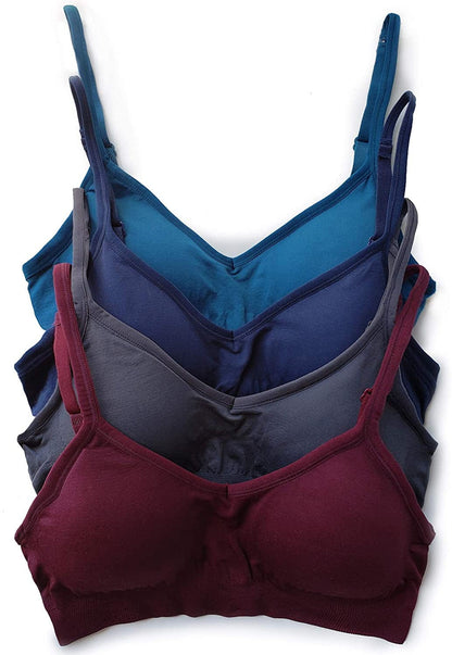 Kalon Women’S 4 Pack Demi Padded Bralette Wireless Comfortable Bra