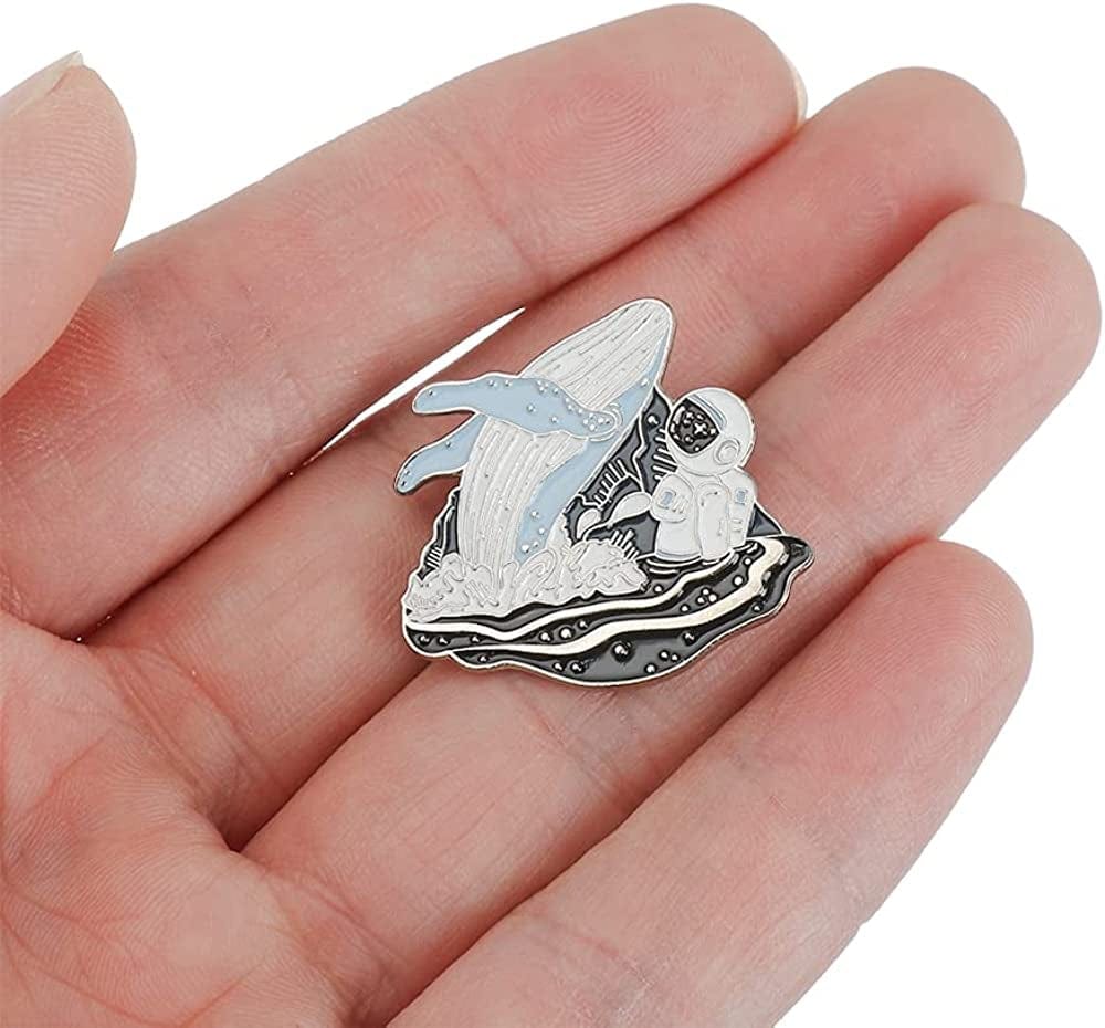 KASMOM Astronaut and Whale Enamel Pin Adventure Ocean Drifting Wishing Bottle Brooches Bag Lapel Pin Badge Jewelry Gift for Friends - Type 1