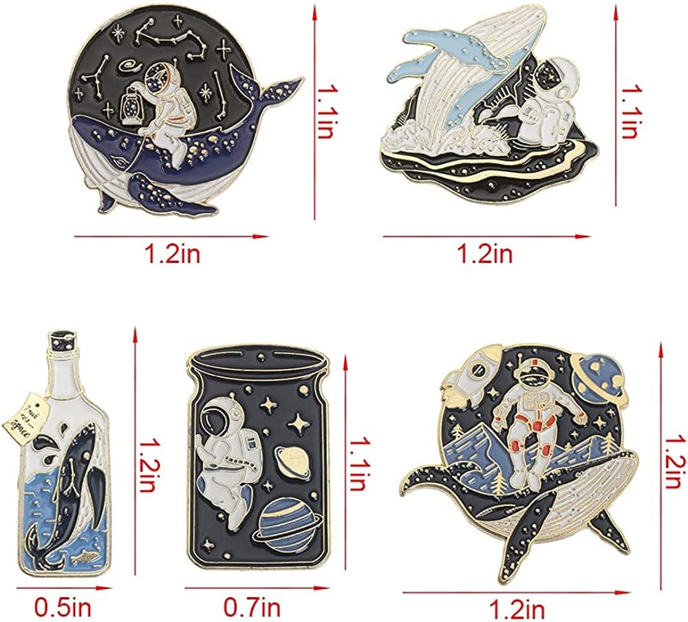 KASMOM Astronaut and Whale Enamel Pin Adventure Ocean Drifting Wishing Bottle Brooches Bag Lapel Pin Badge Jewelry Gift for Friends - Type 1