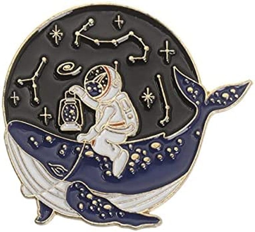 KASMOM Astronaut and Whale Enamel Pin Adventure Ocean Drifting Wishing Bottle Brooches Bag Lapel Pin Badge Jewelry Gift for Friends - Type 1