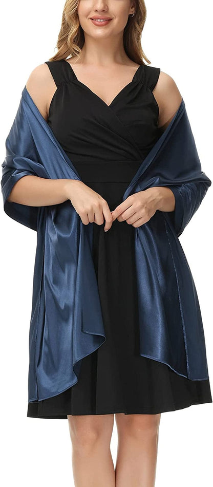 Kate Kasin Soft Chiffon Pashmina Scarf Shawls and Wraps for Formal Evening Party Dress, Bride Bridesmaid Shawl for Wedding Apparel & Accessories > Clothing Accessories > Scarves & Shawls Kate Kasin Satin&navy Blue 78*22inch 