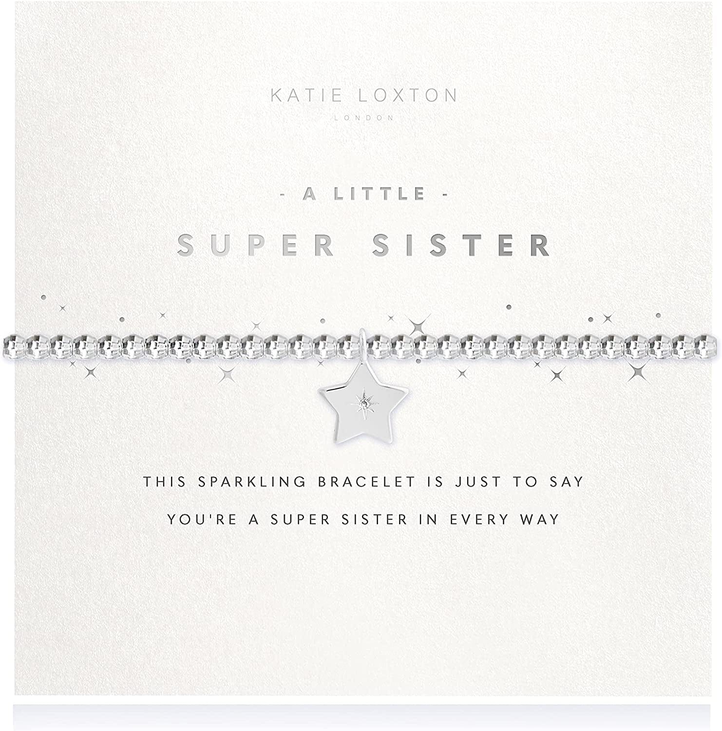 Katie Loxton a Little Family Womens Stretch Adjustable Band Fashion Faceted Charm Bracelet Apparel & Accessories > Jewelry > Bracelets Katie Loxton SUPER SISTER  