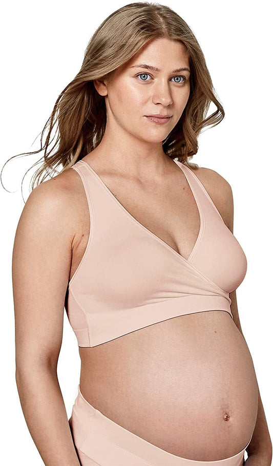 Keep Cool Sleep Bra | Seamless Maternity & Nursing Sleep Bra with Full Back Breathing Zone and Soft Touch Fabric Chai / Keep Cool Sleep Bra / Medium