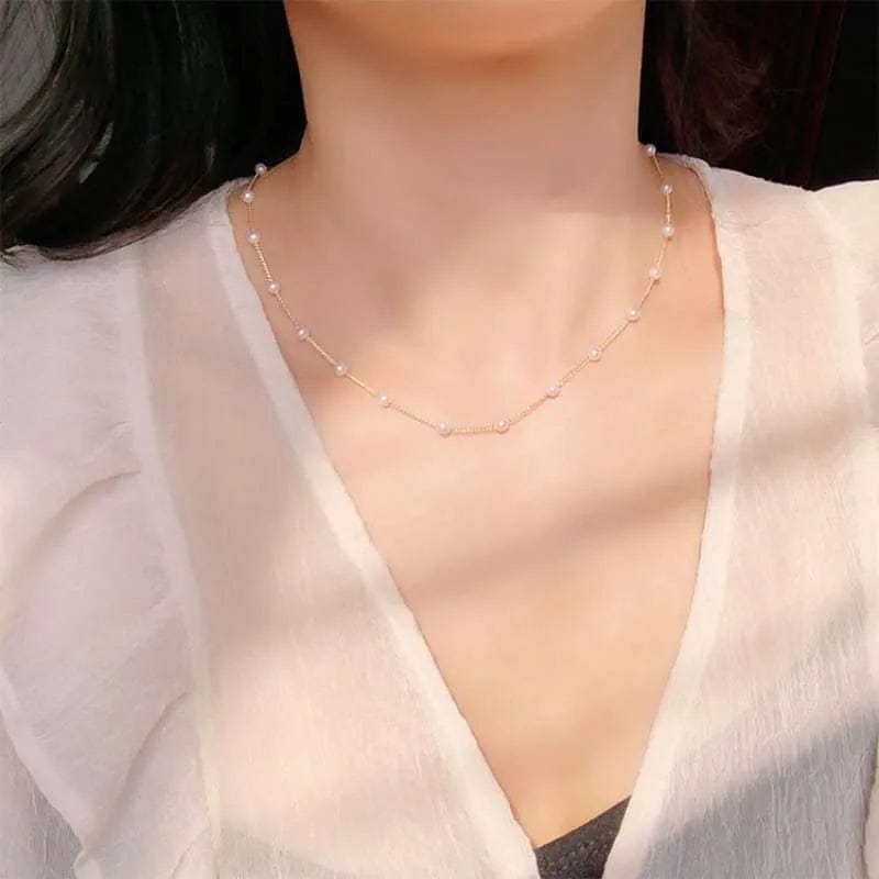 Kesaplan Pearl Necklace Set,14K Gold Plated Adjustable Pearl Choker Necklace and Pearl Bracelet Pearl Earrings Jewelry Set for Women