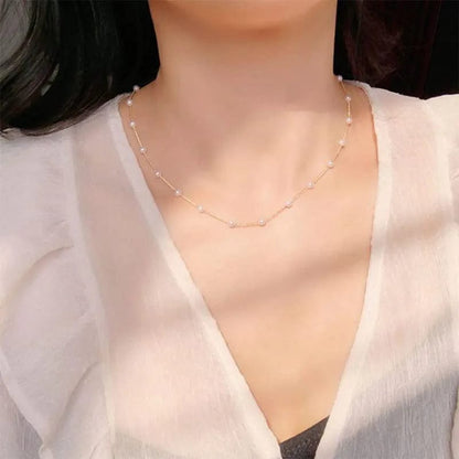 Kesaplan Pearl Necklace Set,14K Gold Plated Adjustable Pearl Choker Necklace and Pearl Bracelet Pearl Earrings Jewelry Set for Women