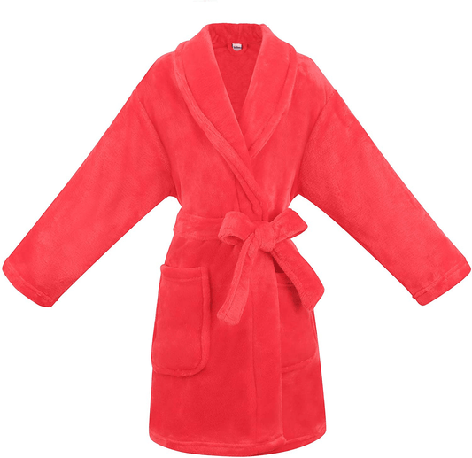Kids Girls Boys Soft Plush Cover up with Long Sleeve Two Pockets Apparel & Accessories > Clothing > Sleepwear & Loungewear > Robes Kylie Max   