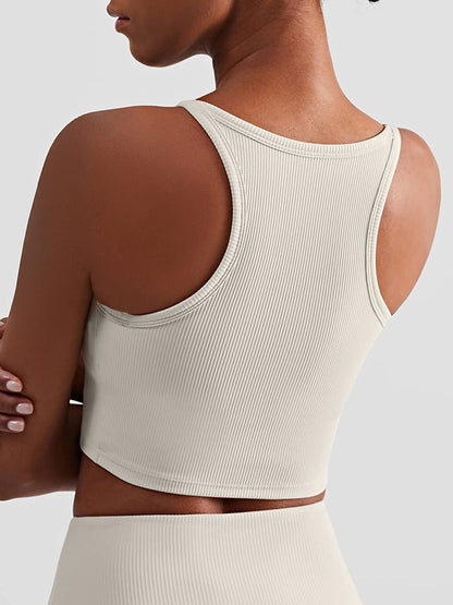 KIKIWING Cropped Tank Top Longline Bralette Sports Bra Tank Top 2 Pack Brami Tops Ribbed Crop Top Seamless Sports Bra Set