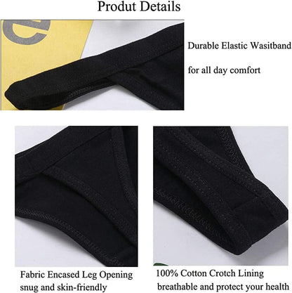 Kissecret Women Cotton String Thong Underwear Pack of 6Pcs Breathable G-String Panties for Ladies