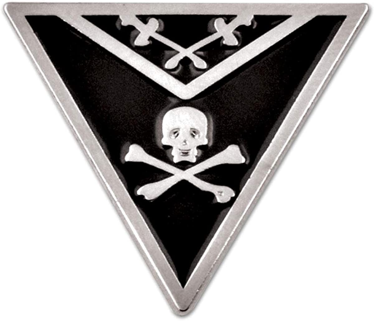 Knights Templar Apron Triangle Masonic Lapel Pin - [Black & Silver][7/8'' Tall]