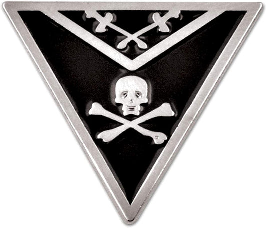 Knights Templar Apron Triangle Masonic Lapel Pin - [Black & Silver][7/8'' Tall]