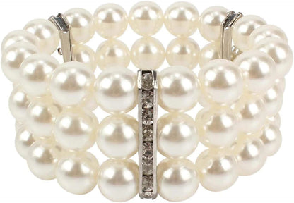 KOSMOS-LI Large Multi Layer Pearl Strand Costume Jewelry Sets