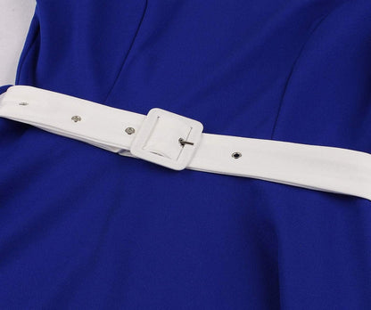 KUFEIUP Women'S Vintage Bowtie Dress Waist Belt Patchwork Dress