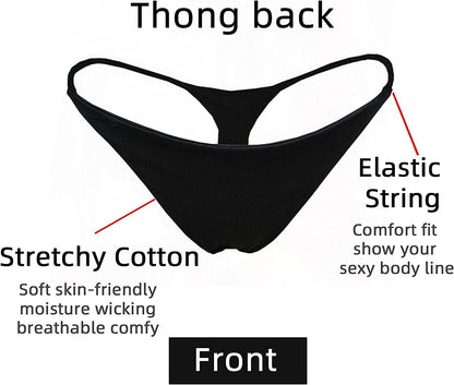 KUKU PANDA Cotton Thongs for Women Sexy Seamless Woman G String Panties 3 Pack Set