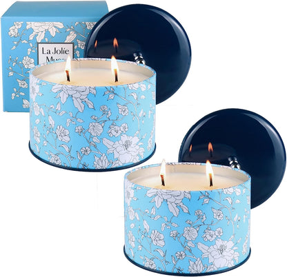 LA JOLIE MUSE Citronella Candles Outdoor, Large Citronella Candles for Patio Set 3, Natural Soy Wax, 3 Wick Candle, Outdoor & Indoor, 11.6 Oz Set Of 2