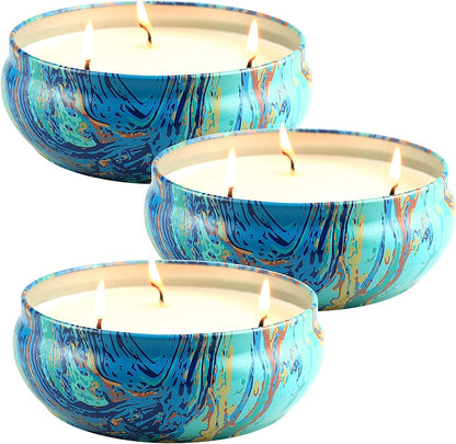 LA JOLIE MUSE Citronella Candles Outdoor, Large Citronella Candles for Patio Set 3, Natural Soy Wax, 3 Wick Candle, Outdoor & Indoor, 11.6 Oz Pack 3
