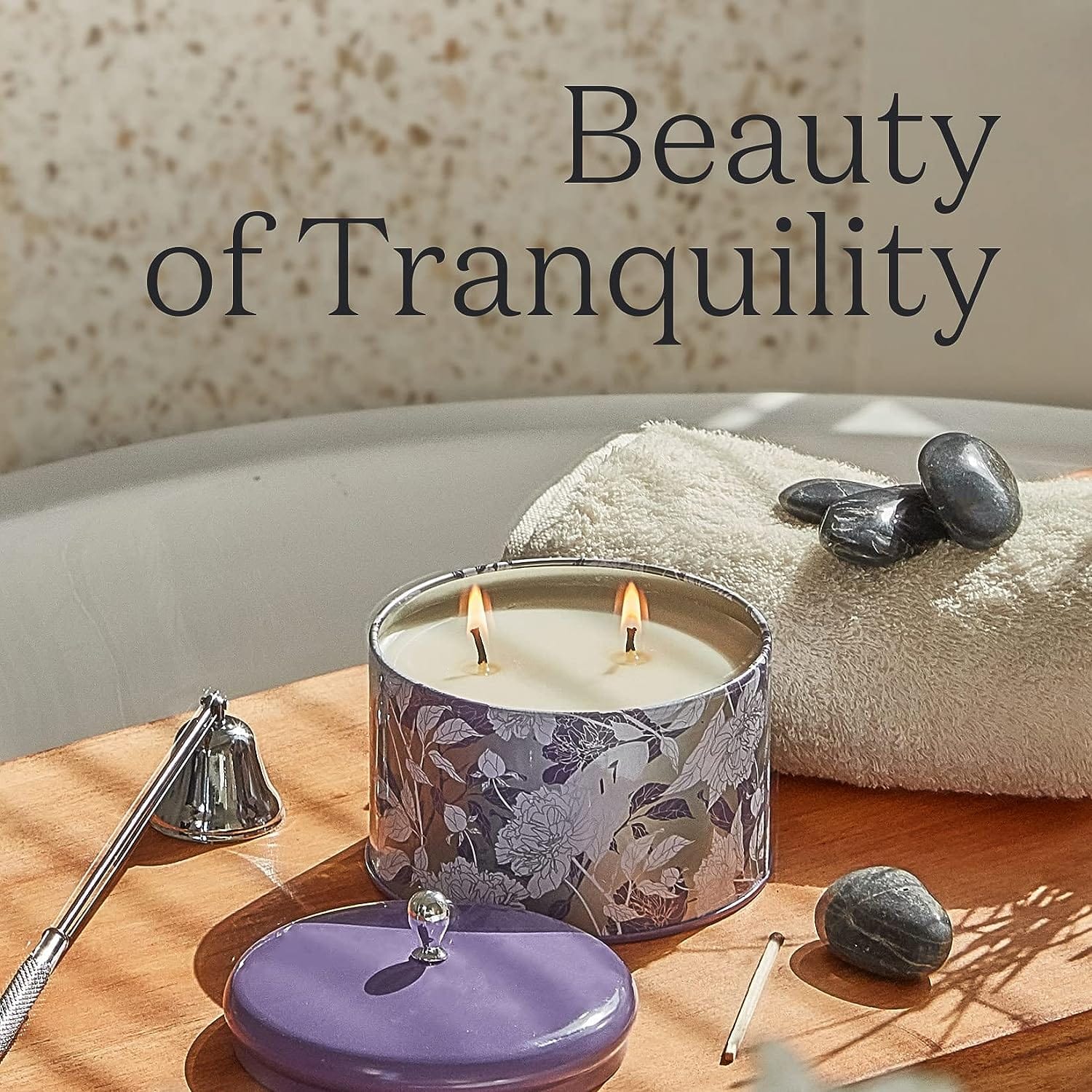 LA JOLIE MUSE Lavender Scented Candle - 14.1 Oz Large Candles Gifts for Women, 2 Wicks Aromatherapy Candle for Home, Relaxing Stress Relief Candles, Long Burning Time