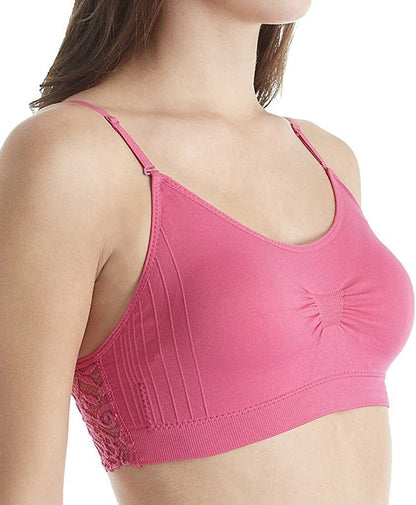 Lace Back Scoopneck Bralette (9015) Hot Pink / One Size