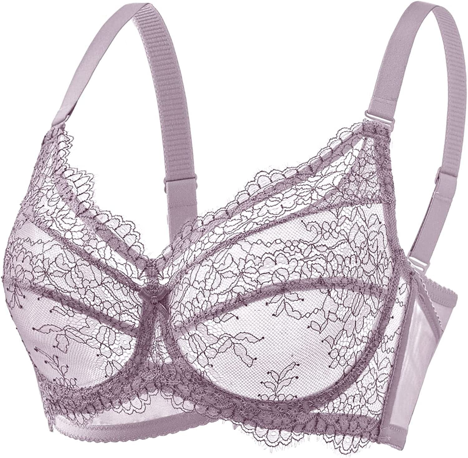 Lace Push up Bras for Women, Supportive Minimizer Bras for Women Full Coverage, Unlined Bras with Underwire (5121)