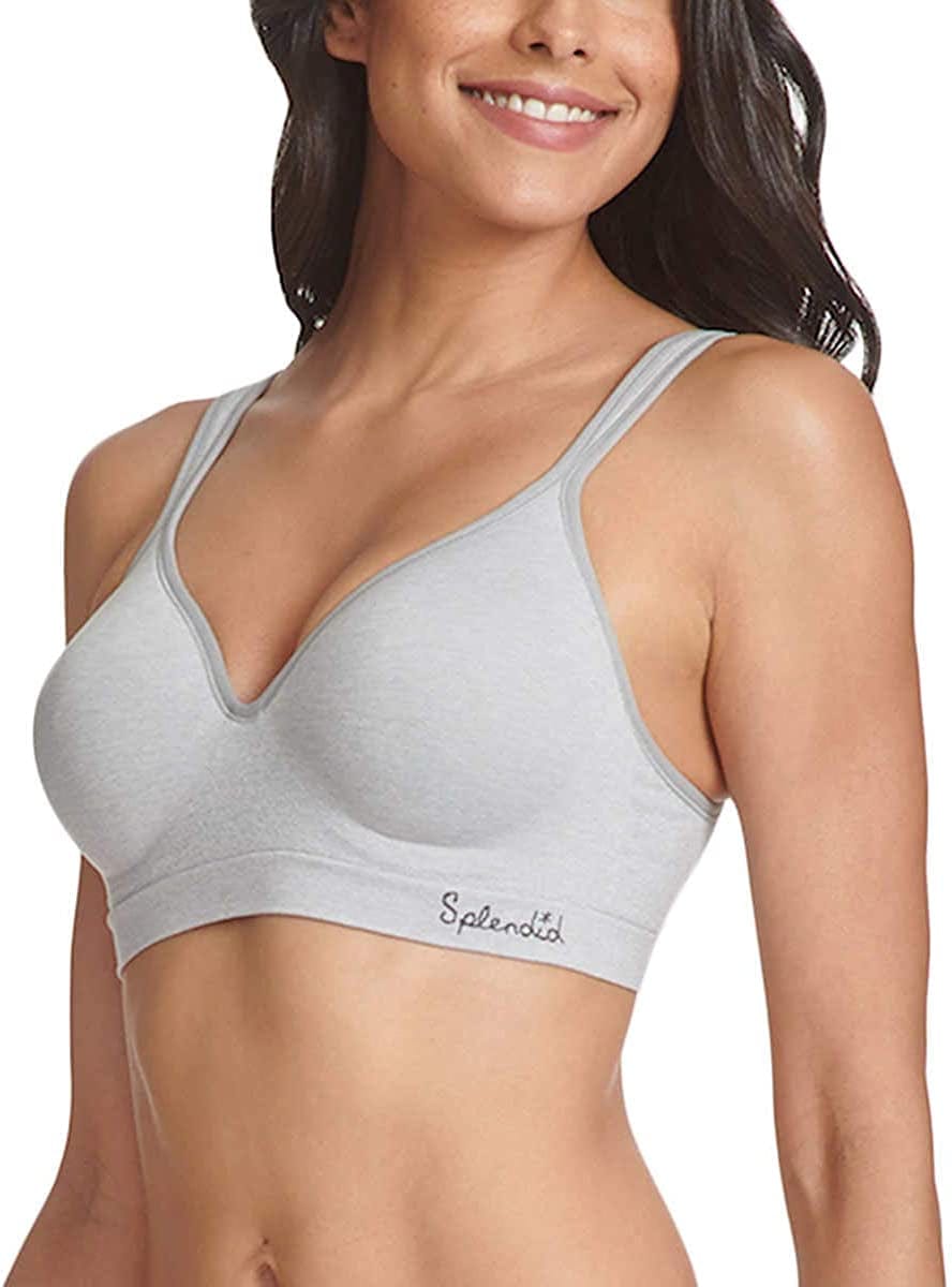 Ladies Seamless Wireless Bra, 2-Pack, White/Gray (Medium)