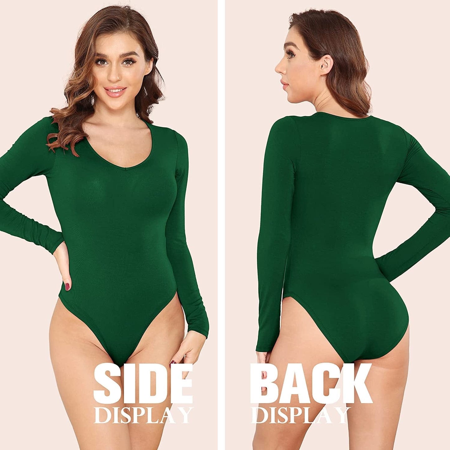 LAOLASI Women'S V Neck Bodysuits 2022 Slim Fit Casual Extender Bodysuit Daily Tshirts
