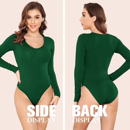 LAOLASI Women'S V Neck Bodysuits 2022 Slim Fit Casual Extender Bodysuit Daily Tshirts