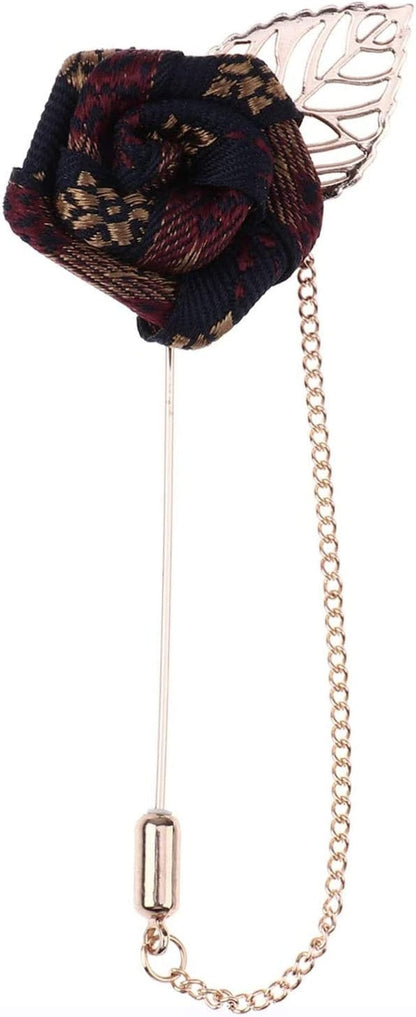 Lapel Pin Badge Hanging Chains Vintage Antique Cardigan Collar Brooch Pin for Blazer Suit Tuxedo Shirt Men Women (Flower A,One Size) Flower B / One Size