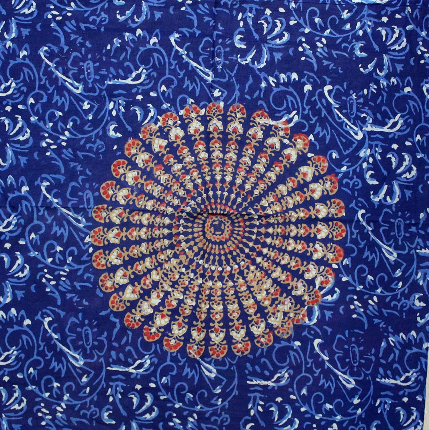 Large Cotton Scarfs for Women Lightweight Soft Sheer Neck Scarf, Head Scarf, Block Print Sanganer Summer Floral Scarf, Bandanas for Women, Handmade Blue Red Fashion Scarf Square Shawl Stole Wrap 21X21 Apparel & Accessories > Clothing Accessories > Scarves & Shawls Homestead   