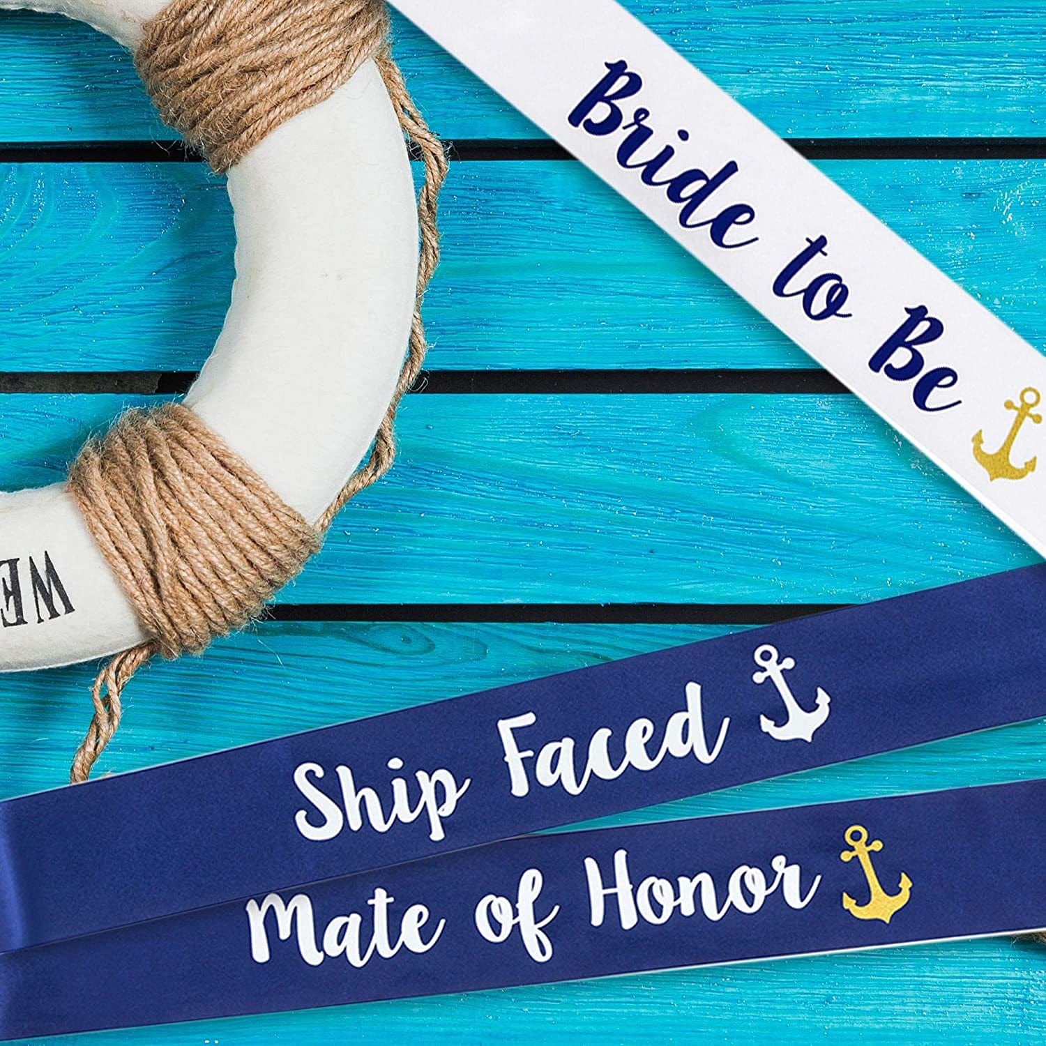 “Last Sail before the Veil” Bachelorette Sashes | 7 Pack | 1 Bride to Be Sash and 6 Bride Tribe Sashes with Fun Nautical Phrases Apparel & Accessories > Clothing Accessories > Sashes Pop Fizz Designs   