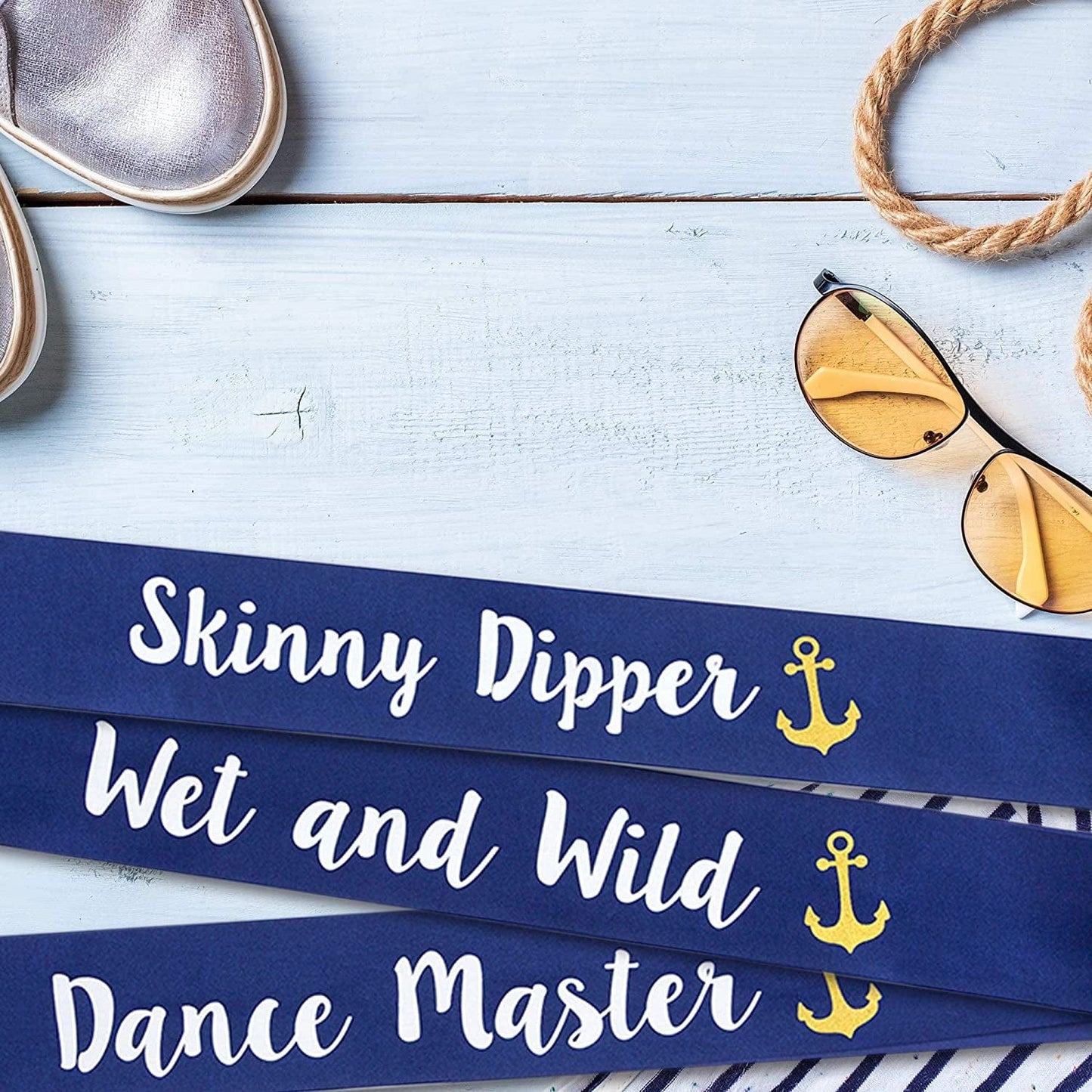 “Last Sail before the Veil” Bachelorette Sashes | 7 Pack | 1 Bride to Be Sash and 6 Bride Tribe Sashes with Fun Nautical Phrases Apparel & Accessories > Clothing Accessories > Sashes Pop Fizz Designs   