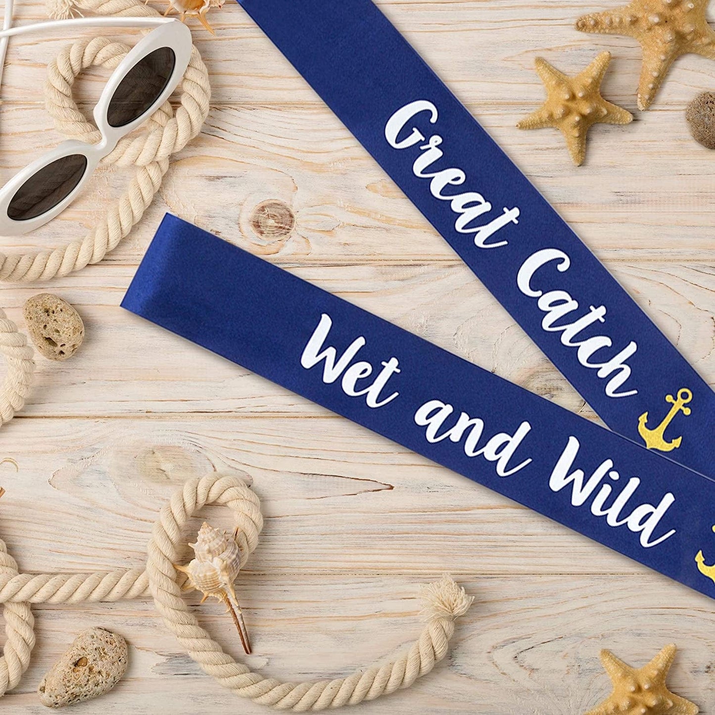 “Last Sail before the Veil” Bachelorette Sashes | 7 Pack | 1 Bride to Be Sash and 6 Bride Tribe Sashes with Fun Nautical Phrases Apparel & Accessories > Clothing Accessories > Sashes Pop Fizz Designs   