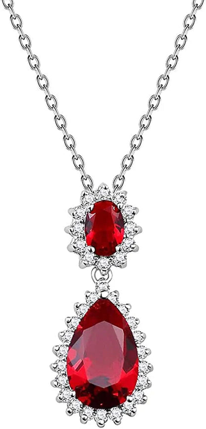 Lavencious Teardrop Dangle Necklace & Earring Sets for Women Trendy AAA Cubic Zirconia for Women