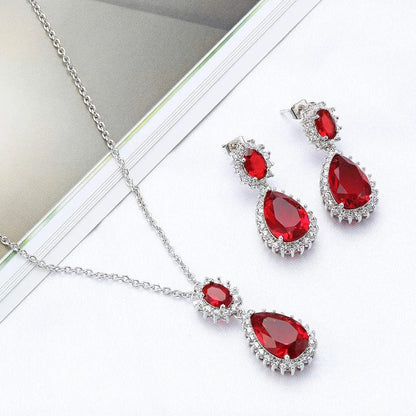 Lavencious Teardrop Dangle Necklace & Earring Sets for Women Trendy AAA Cubic Zirconia for Women