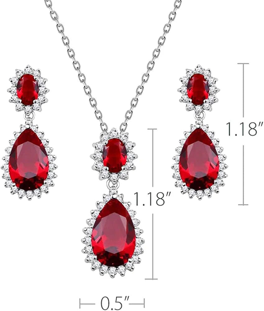 Lavencious Teardrop Dangle Necklace & Earring Sets for Women Trendy AAA Cubic Zirconia for Women