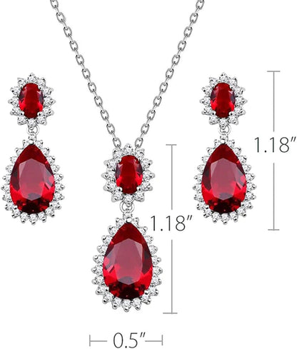 Lavencious Teardrop Dangle Necklace & Earring Sets for Women Trendy AAA Cubic Zirconia for Women