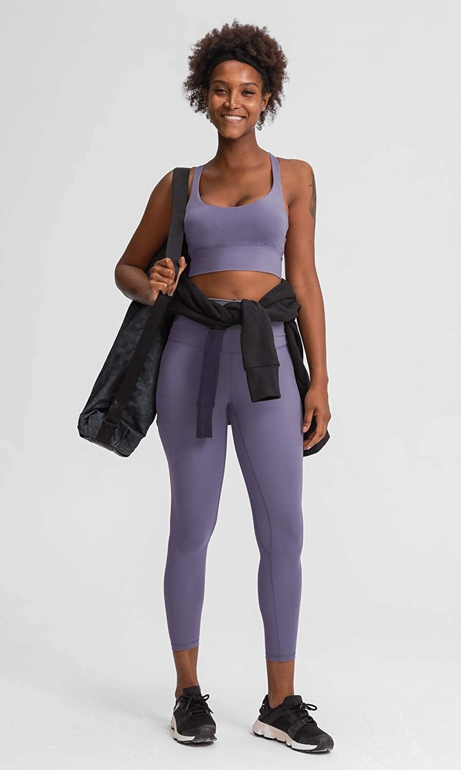 Lavento Strappy Sports Bra for Women Medium Support Workout Training Top Spring Purple / 6