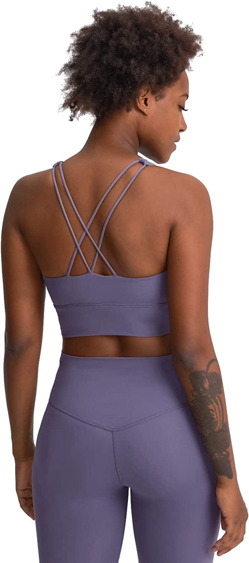 Lavento Strappy Sports Bra for Women Medium Support Workout Training Top Spring Purple / 6