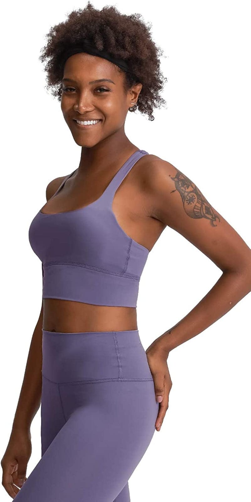 Lavento Strappy Sports Bra for Women Medium Support Workout Training Top Spring Purple / 6