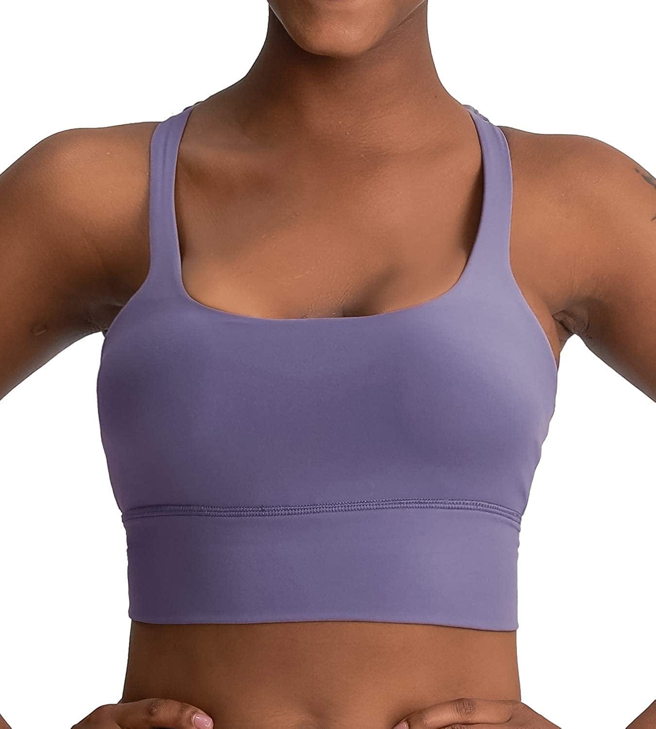Lavento Strappy Sports Bra for Women Medium Support Workout Training Top Spring Purple / 6