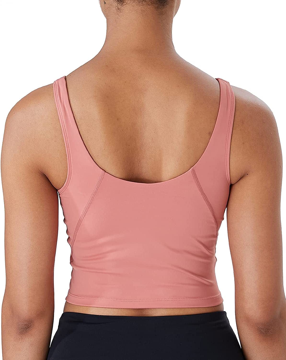 Lavento Women'S Longline Sports Bra Hugged Feeling Soft - Yoga Crop Tank Top with Built in Bra Silky Coral / 8