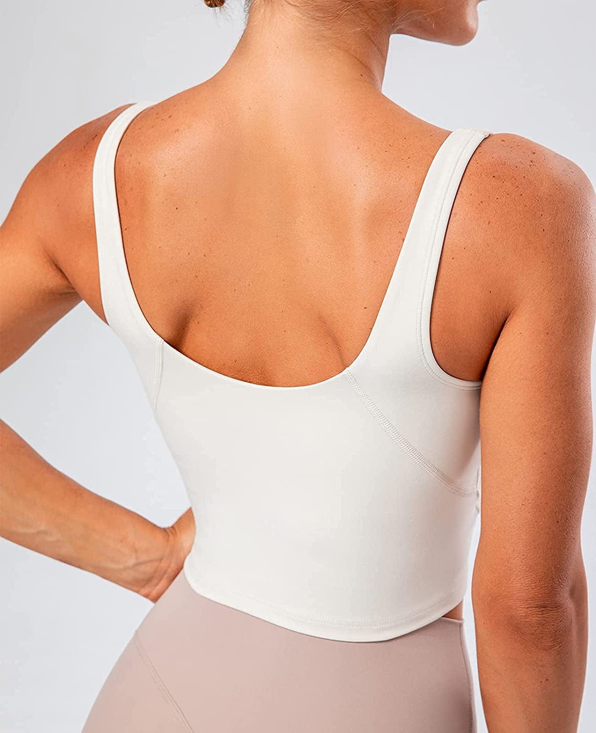Lavento Women'S Longline Sports Bra Naked Feeling - Yoga Crop Tank Top with Built in Bra