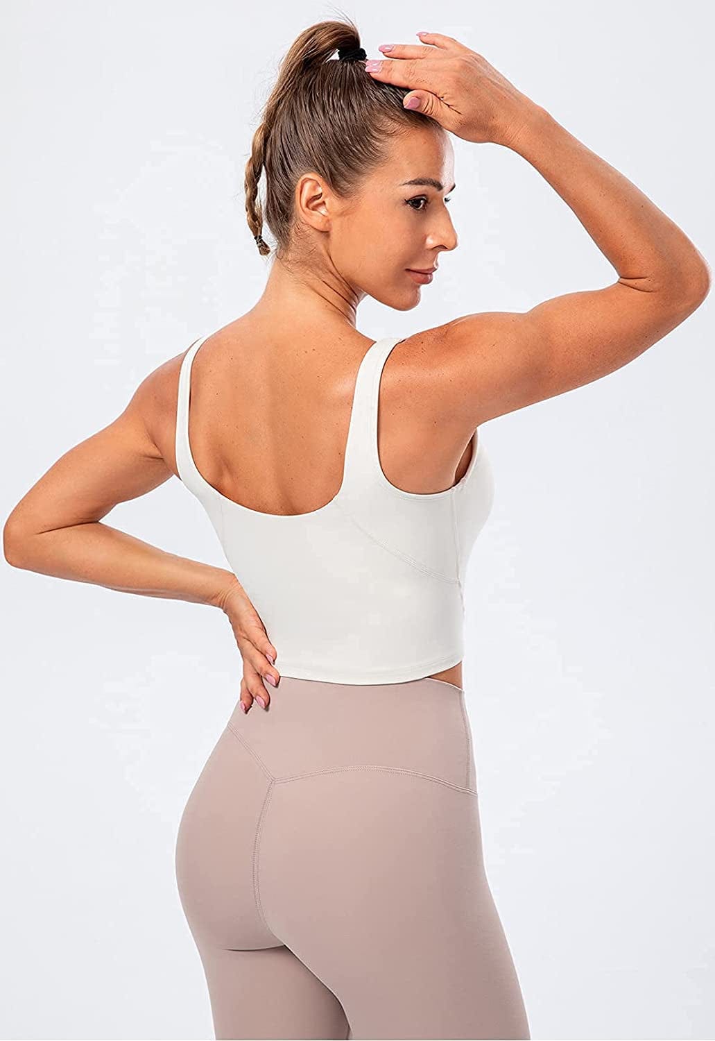 Lavento Women'S Longline Sports Bra Naked Feeling - Yoga Crop Tank Top with Built in Bra