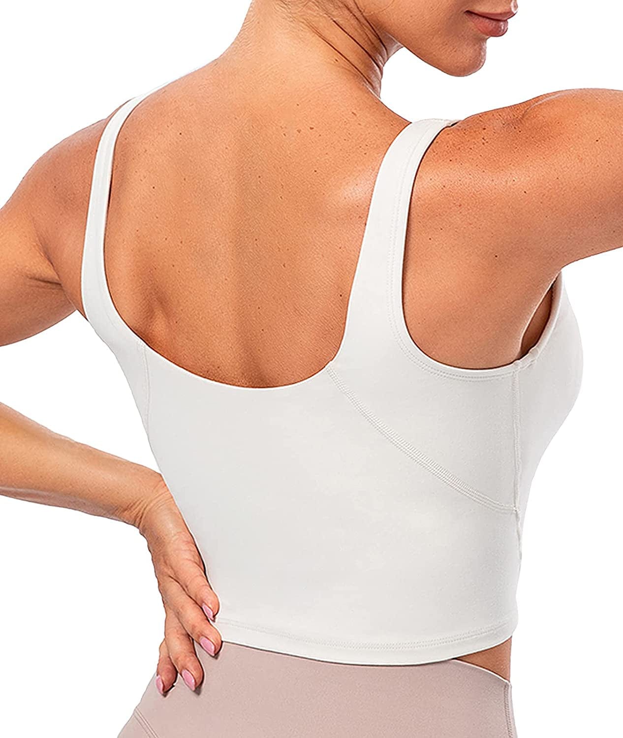 Lavento Women'S Longline Sports Bra Naked Feeling - Yoga Crop Tank Top with Built in Bra