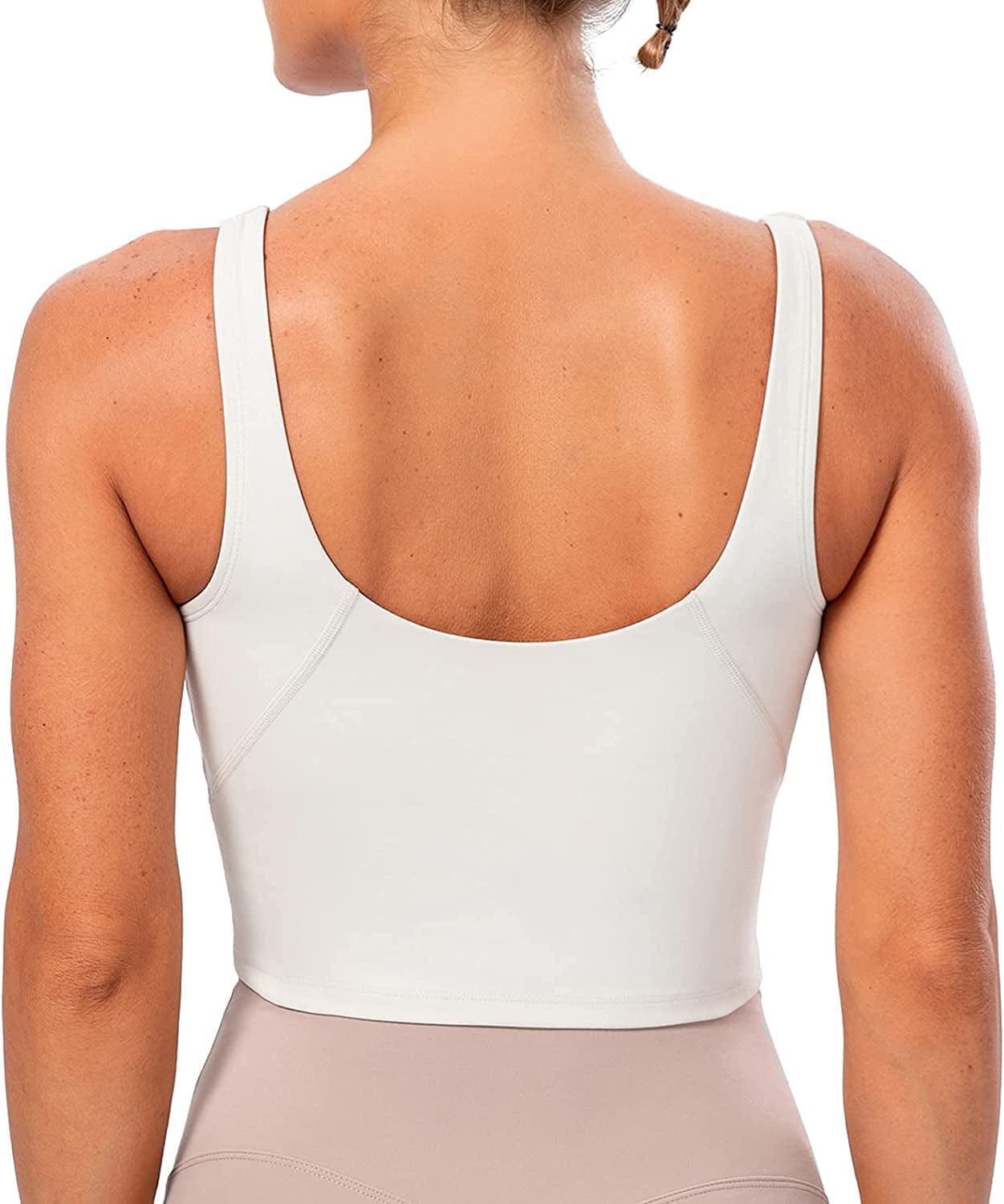 Lavento Women'S Longline Sports Bra Naked Feeling - Yoga Crop Tank Top with Built in Bra