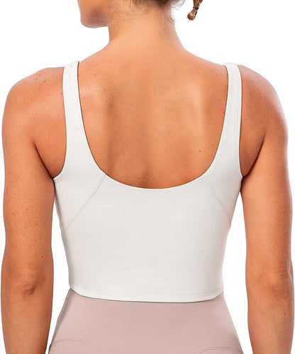 Lavento Women'S Longline Sports Bra Naked Feeling - Yoga Crop Tank Top with Built in Bra